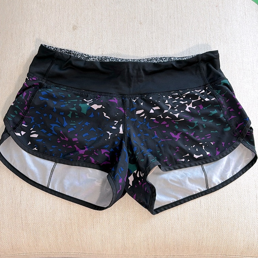 lululemon athletica Black with Purple and Blue Pattern Shorts